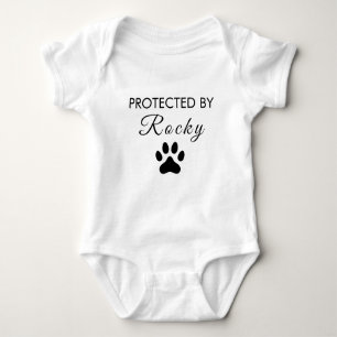 Trendy Protected By Dog Personalized Baby Bodysuit