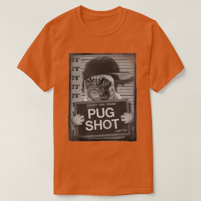 Trendy  Pug Shot County Dog Pound Portrait  T-Shirt (Design Front)