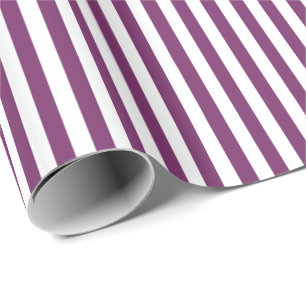 Trendy Purple and White Wide Horizontal Stripes Wrapping Paper
