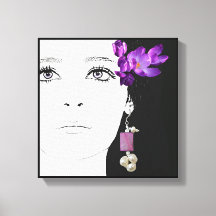 Trendy purple black floral fashion illustration