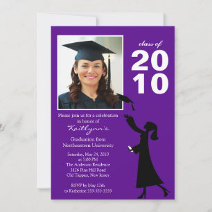 Trendy Purple & Black Graduation Invitation