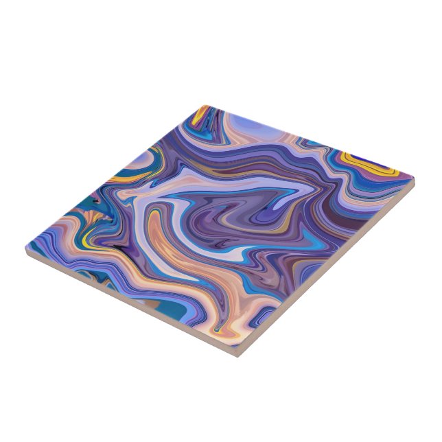 Trendy Purple Blue Marble Stone - Abstract Texture Ceramic Tile (Side)