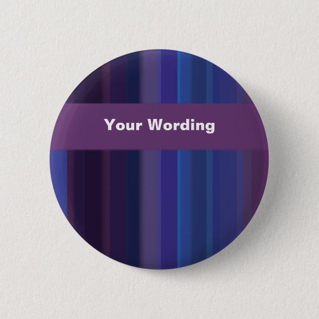 Trendy purple blue stripes - customisable 6 cm round badge (Front)