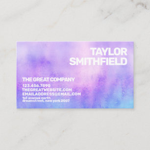 Trendy Purple Blue Watercolor Marble Business Card