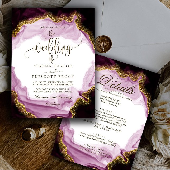 Trendy Purple Calligraphy All in One Wedding  Invitation (Creator Uploaded)