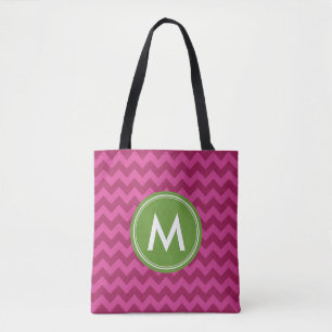 Trendy Purple Chevron Monogram Tote Bag