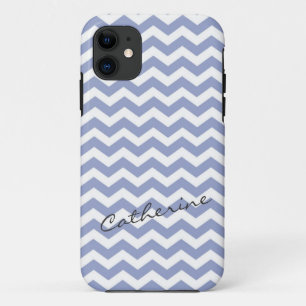 Trendy purple chevron zigzag with name iPhone 11 case
