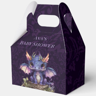 Trendy Purple Dragon Damask Girl Boy Baby Shower Favour Box