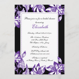 Trendy Purple Floral Bridal Shower Invitation
