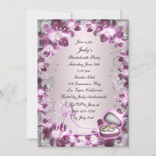 Trendy Purple Floral Chic Bachelorette Party Invitation