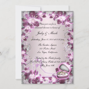 Trendy Purple Floral Chic Rehearsal Dinner Invite