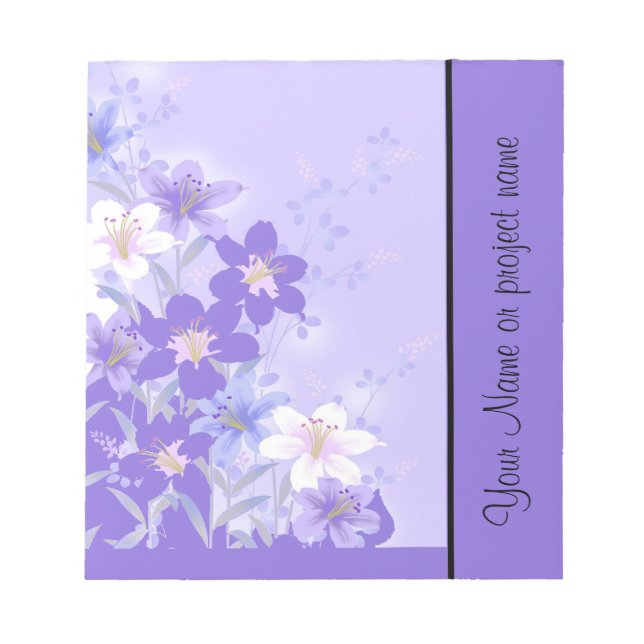 Trendy Purple Floral Notebook Template Notepad (Front)