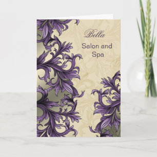 trendy purple flourish Business Thank You Cards