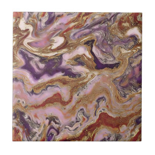 Trendy Purple, Gold and Pink Rocky Pattern Style Ceramic Tile
