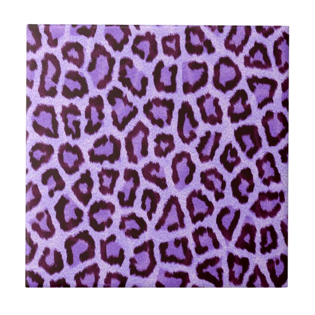 Trendy Purple Leopard Pattern Ceramic Tile (Front)