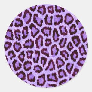Trendy Purple Leopard Pattern Classic Round Sticker