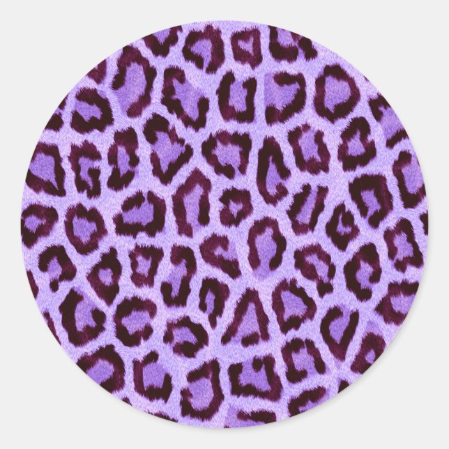 Trendy Purple Leopard Pattern Classic Round Sticker (Front)