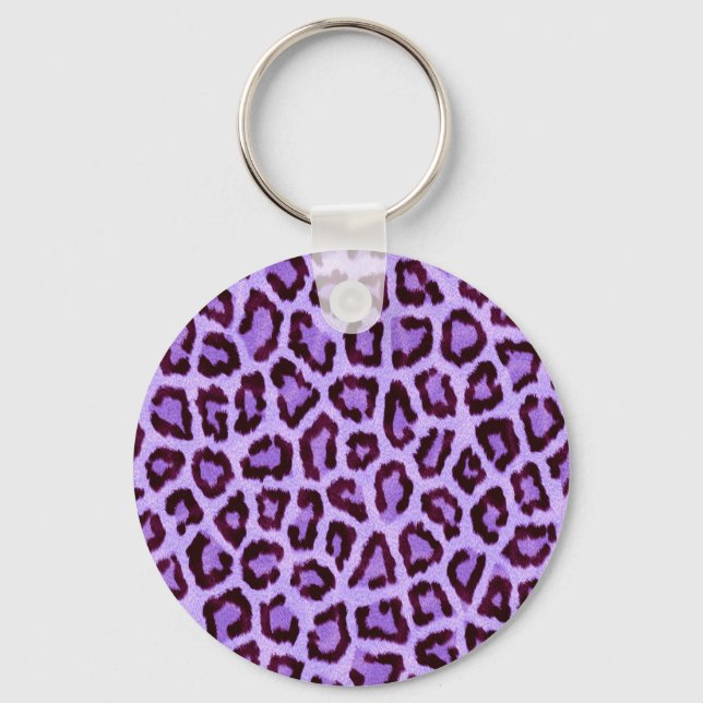 Trendy Purple Leopard Pattern Key Ring (Front)