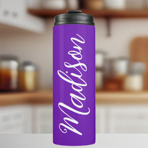 Trendy Purple Name Personalised Handwritten Script Thermal Tumbler