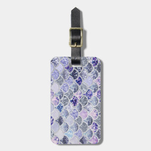 Trendy Purple Ombre Glitter Mermaid Fish Scales Luggage Tag