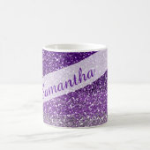 Trendy Purple Ombre Glitter Name Personalized Coffee Mug (Center)