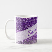 Trendy Purple Ombre Glitter Name Personalized Coffee Mug (Left)