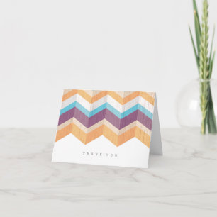 Trendy Purple Orange & Blue Chevron Thank You Card