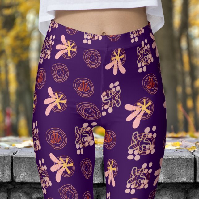 Trendy Purple Pattern Leggings (Dark Purple Pattern Leggings)