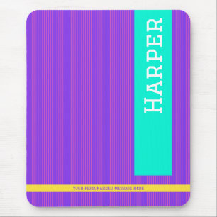 Trendy Purple Personalised Name Mouse Pad
