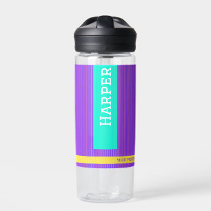 Trendy Purple Personalised Name  Water Bottle