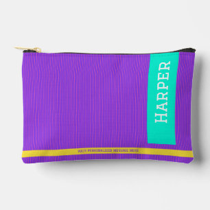 Trendy Purple Personalized Name and Monogram Accessory Pouch