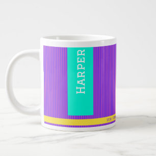 Trendy Purple Personalized Name  Large Coffee Mug
