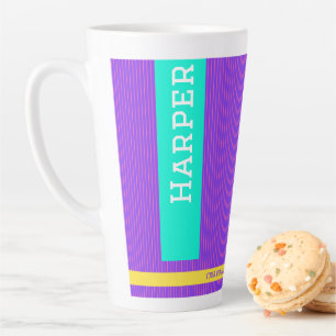 Trendy Purple Personalized Name Latte Mug