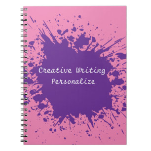 Trendy Purple Pink Creative Writing Personalised Notebook