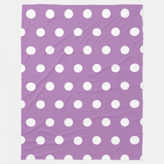 Trendy Purple Polka Dots Pattern Fleece Blanket (Front)