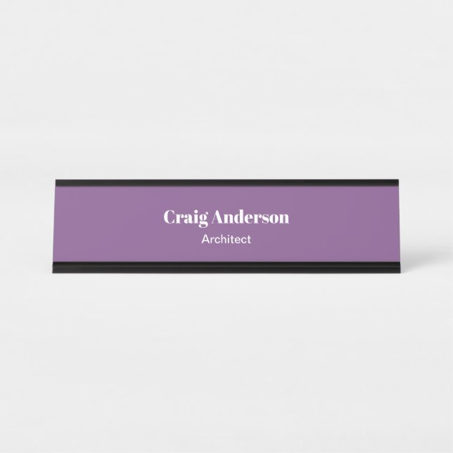 Trendy Purple Professional Plain Modern Elegant Desk Name Plate (Front)