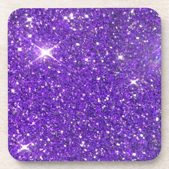 Trendy Purple Sparkling Glitter Glitz Coaster (Front)