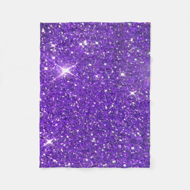 Trendy Purple Sparkling Glitter Glitz Fleece Blanket (Front)
