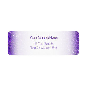Trendy Purple Sparkling Glitter Glitz Return Address Label