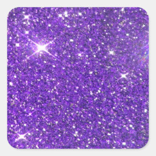 Trendy Purple Sparkling Glitter Glitz Square Sticker