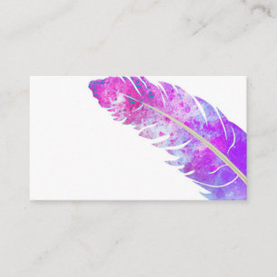 trendy purple watercolor feather custom business card