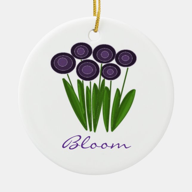 Trendy Purples Flower Ceramic Tree Decoration (Front)