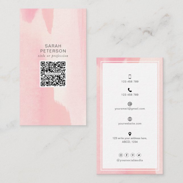 Trendy QR code social media abstract personal Business Card (Front/Back)