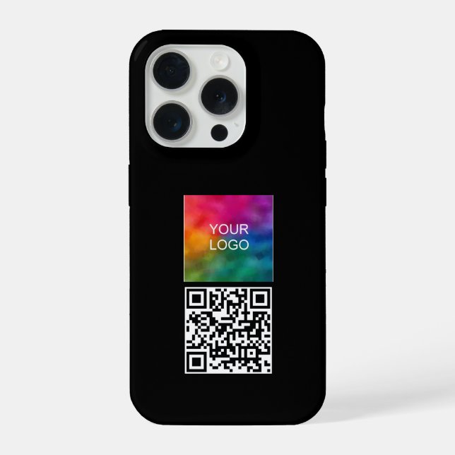 Trendy QR Code Upload Logo Template Elegant Design iPhone Case (Back)