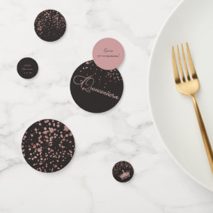 Trendy Quinceanera Party Decor Rose Gold Glam Confetti