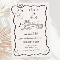 Trendy Quirky Hand Drawn Wavy We Eloped Wedding