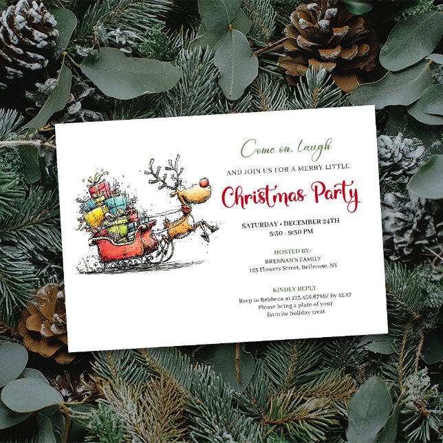 Trendy quirky reindeer Christmas party invite (Trendy quirky reindeer Christmas party invite

)