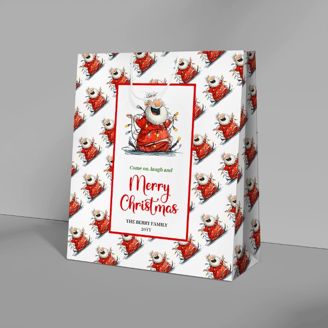 Trendy quirky Santa cute cheerful holiday gift bag (Trendy quirky Santa cute cheerful holiday gift bag)