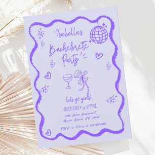 Trendy Quirky Wavy Hand Drawn Bachelorette Party Invitation