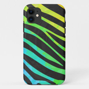 Trendy Rainbow and Black Zebra Animal Print on ele iPhone 11 Case